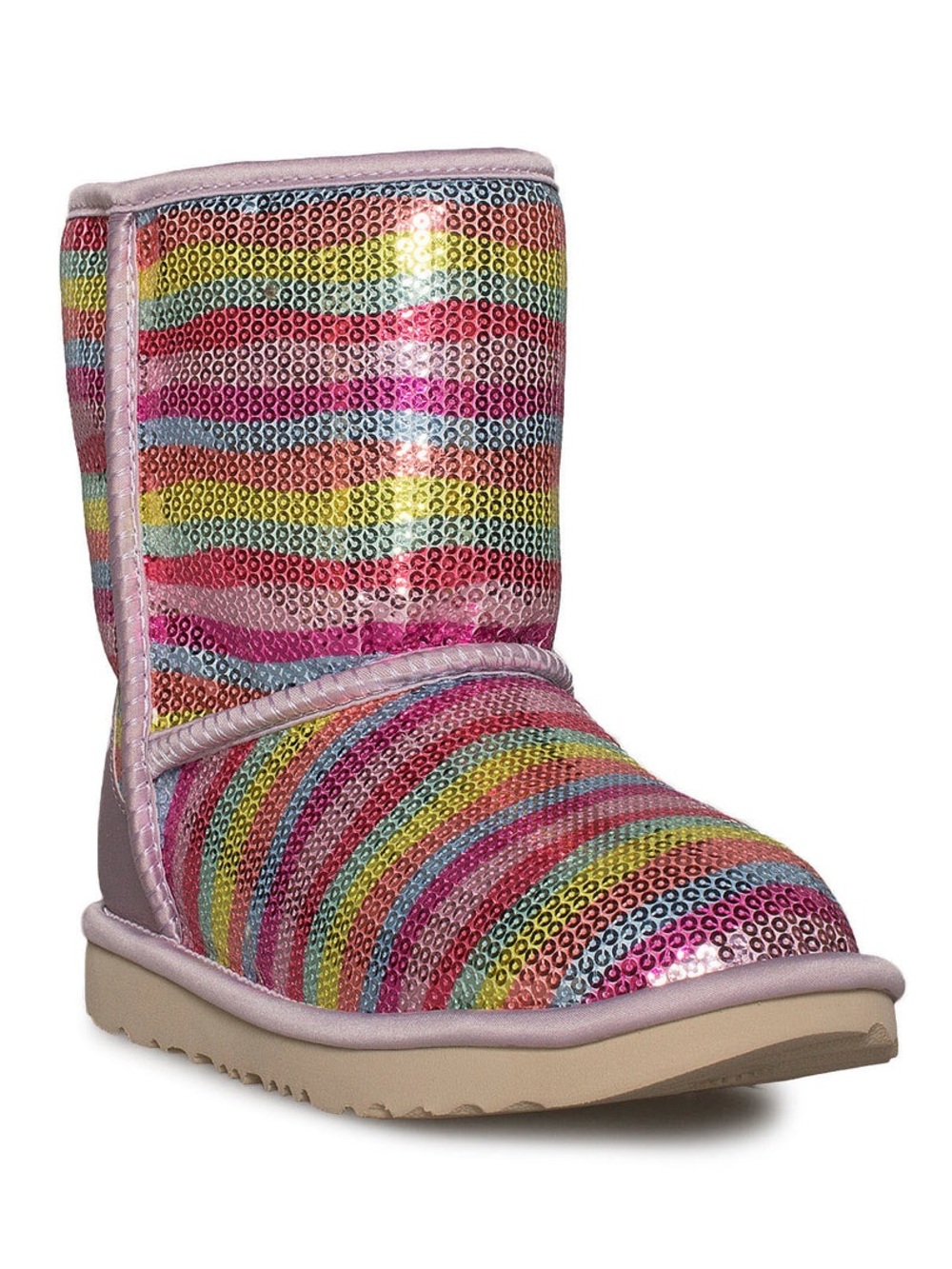 UGG Kids' Pink Blue Rainbow Mural Classic Short II Boots Sz 11 Whimsy Girly